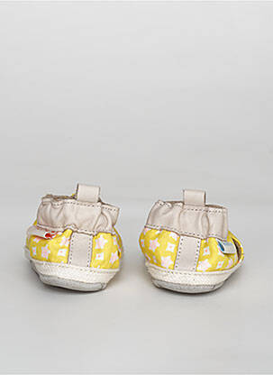 Papuci/pantofi de casă talpă exterioară din piele vârf rotund galben ROBEEZ fată