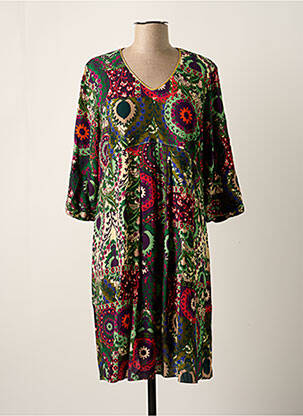 Rochie midi croială fluidă mâneci 3/4 verde GRIFFON femeie