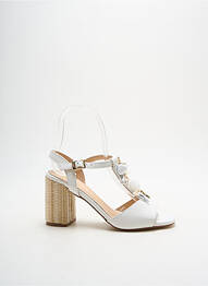 Sandale/pantofi decupați țesătură satinată toc de 4 la 6 cm alb MLV femme
