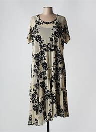 Rochie midi imprimeu floral mâneci scurte bej ALEMBIKA femme