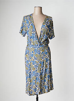 Rochie midi mâneci scurte mâneci scurte albastru GEISHA femeie