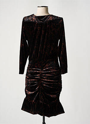 Rochie midi imprimeu fantezie mâneci lungi negru DEUX. BY ELINE DE MUNCK femeie