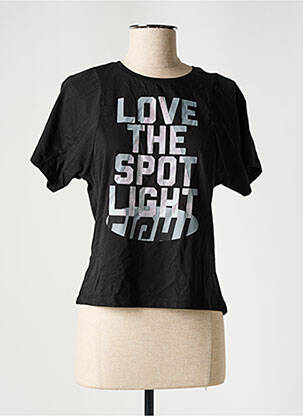 Tricou croială dreaptă mâneci scurte negru SUPASTAR femeie