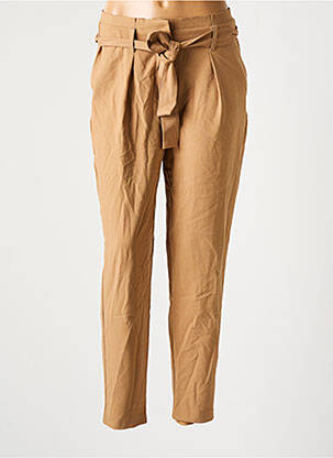 Pantalon chino țesătură poplin talie înaltă bej ONLY femeie