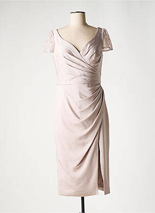 Rochie midi mâneci 3/4 mâneci 3/4 bej CREATIF PARIS femeie
