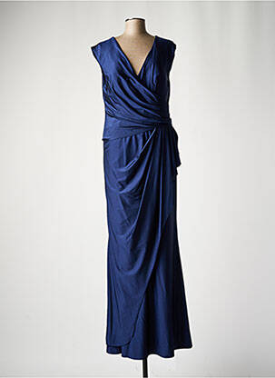 Rochie lungă mâneci scurte mâneci scurte albastru FASHION NEW YORK femeie