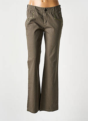 Pantalon drept țesătură poplin verde SALT & PEPPER femeie