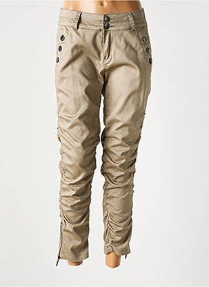 Pantalon 7/8 elasticitate talie joasă bej FRANSA femeie