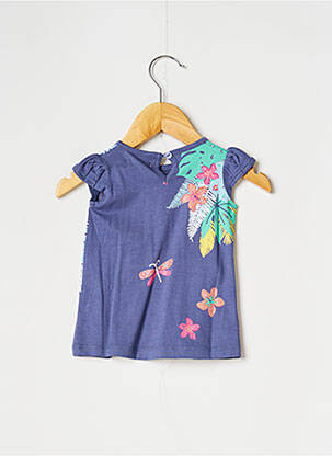 Tricou închidere cu nasturi la spate mâneci scurte albastru BOBOLI fată