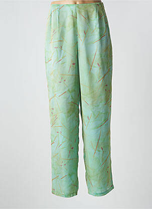 Pantalon drept țesătură crep talie înaltă verde CLAUDE BAUER femeie
