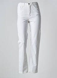 Pantalon slim țesătură poplin talie înaltă alb KARTING femme