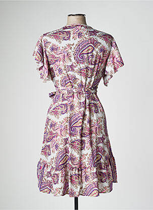 Rochie midi mâneci scurte mâneci scurte violet LARA-ETHNICS femeie