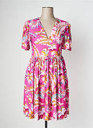 Rochie scurtă croială evazată mâneci scurte roz JOON femeie