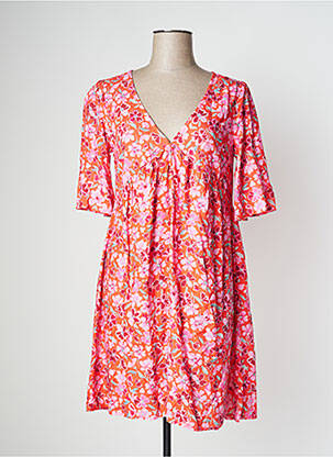 Rochie scurtă croială evazată mâneci scurte portocalie JOON femeie