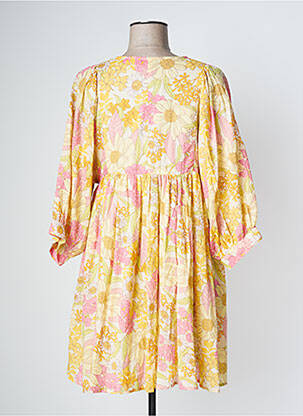 Rochie midi imprimeu floral mâneci 3/4 galben JOON femeie