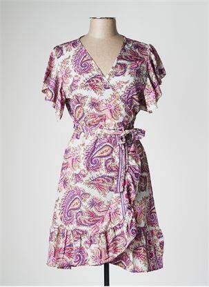 Rochie midi mâneci scurte mâneci scurte violet LARA-ETHNICS femeie
