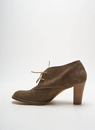 Botine/ghete cubanez toc de 7 la 9 cm verde LE TEMPS DES CERISES femeie