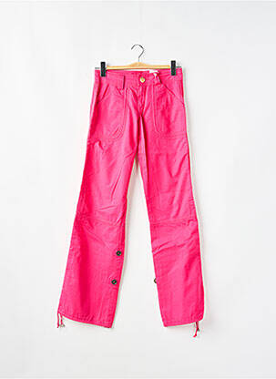 Pantalon drept țesătură poplin talie joasă roz PHARD femeie