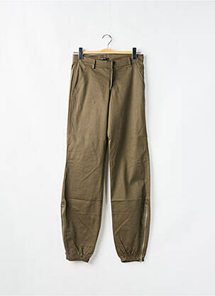 Pantalon drept țesătură poplin talie înaltă verde PHARD femeie