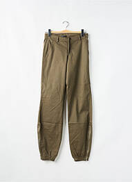 Pantalon drept țesătură poplin talie înaltă verde PHARD femeie