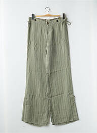 Pantalon larg închidere cu fermoar sub clapetă cu nasturi talie joasă verde LOIS femeie