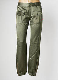 Pantalon drept închidere cu fermoar sub clapetă cu nasturi talie joasă verde BE YOU K femeie