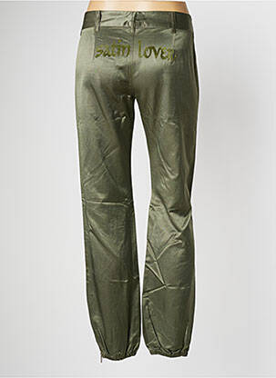 Pantalon drept închidere cu fermoar sub clapetă cu nasturi talie joasă verde BE YOU K femeie