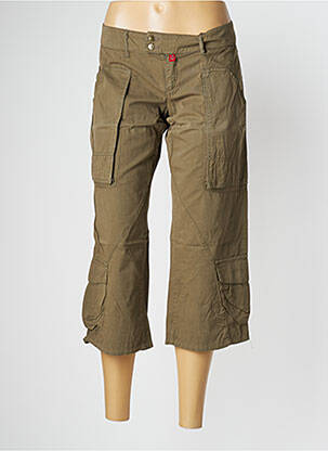 Pantalon trei sferturi croială dreaptă talie joasă verde BE YOU K femeie