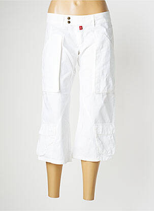 Pantalon trei sferturi croială dreaptă talie joasă alb BE YOU K femeie
