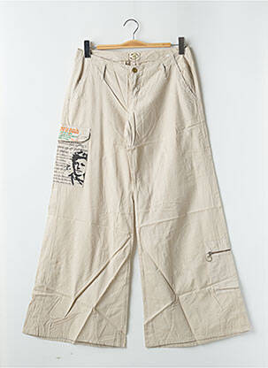 Pantalon larg țesătură poplin talie joasă bej BE YOU K femeie