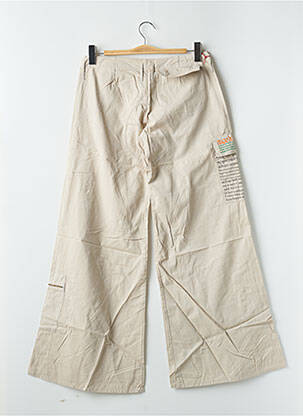 Pantalon larg țesătură poplin talie joasă bej BE YOU K femeie