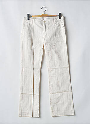 Pantalon drept țesătură poplin talie joasă alb FREEMAN T.PORTER femeie