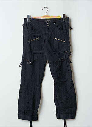 Pantalon drept țesătură poplin talie joasă negru PHARD femeie
