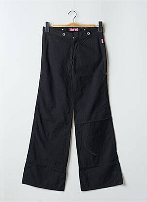 Pantalon larg țesătură poplin talie joasă negru PHARD femeie