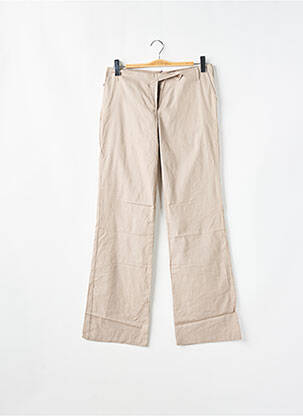 Pantalon drept țesătură poplin talie joasă bej SESSUN femeie