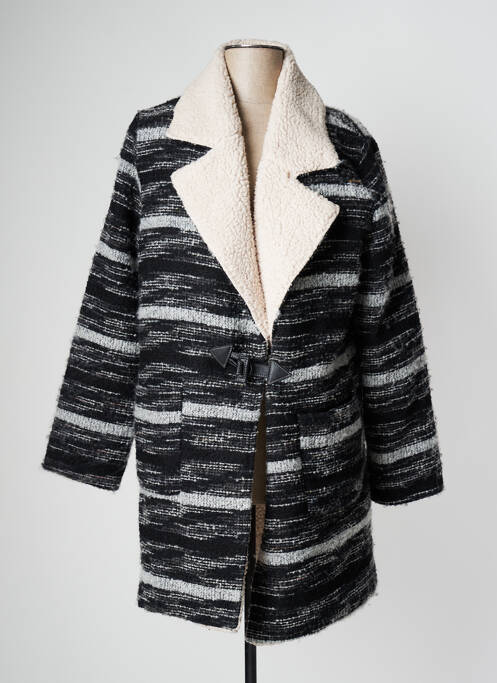 Palton lung blană sintetică fără glugă negru MOLLY BRACKEN femme