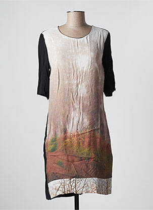 Rochie midi imprimeu fantezie mâneci scurte negru NICE THINGS femeie