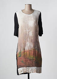 Rochie midi imprimeu fantezie mâneci scurte negru NICE THINGS femeie