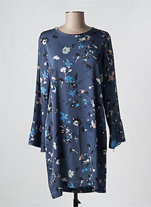 Rochie scurtă croială fluidă mâneci 3/4 albastru PLEASE femeie