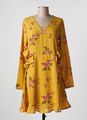 Rochie scurtă mâneci lungi mâneci lungi galben GRACE & MILA femeie