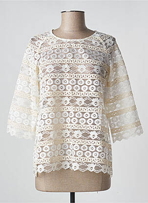 Top guler rotund mâneci 3/4 bej FREEMAN T.PORTER femeie