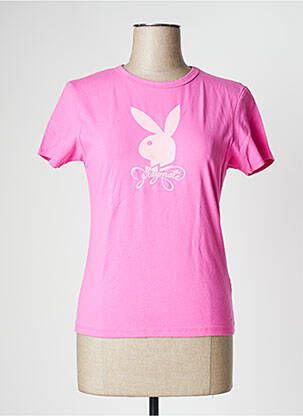 Tricou serigrafie mâneci scurte roz PLAYBOY femeie