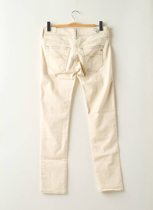Blugi cu croială slim bej REPLAY femeie