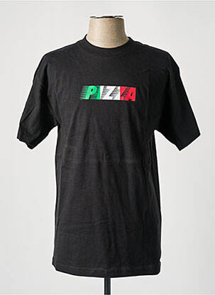 Tricou croială dreaptă mâneci scurte negru PIZZA SKATEBOARD bărbat