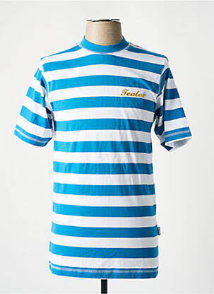 Tricou broderie mâneci scurte albastru TEALER bărbat