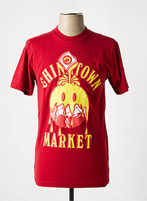 Tricou croială dreaptă mâneci scurte roșu CHINATOWN MARKET bărbat