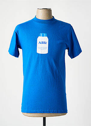 Tricou croială dreaptă mâneci scurte albastru ALIFE bărbat