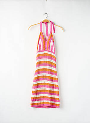 Rochie midi guler în v bretele subțiri roz VILA femme