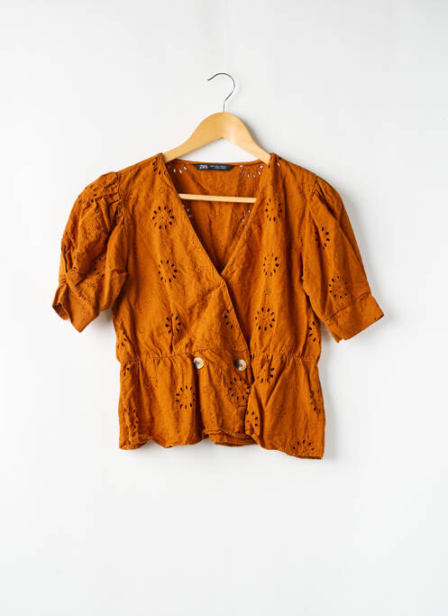 Cămașă mâneci scurte mâneci scurte maro ZARA femme