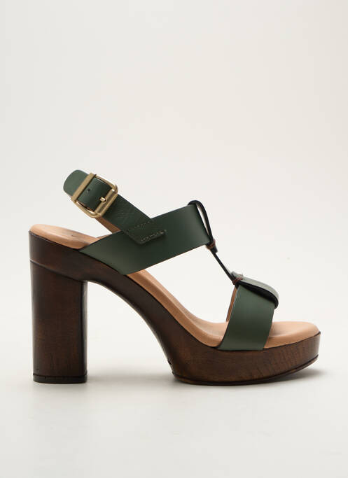 Sandale/pantofi decupați semi compensat toc de 7 la 9 cm verde COCO ET ABRICOT femme